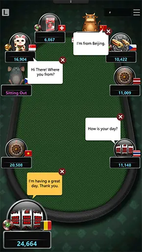 GG扑克手机端牌桌聊天文本气泡显示效果